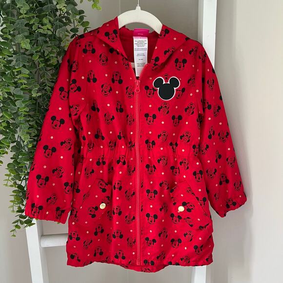 Disney Minnie Mouse Red Polka Dot Rain Jacket Hooded with Ears Girl’s size 5 - Picture 2 of 13
